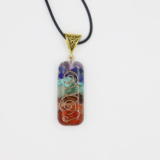 Meditation Healing 7 Chakra Natural Stone Pendant Necklace