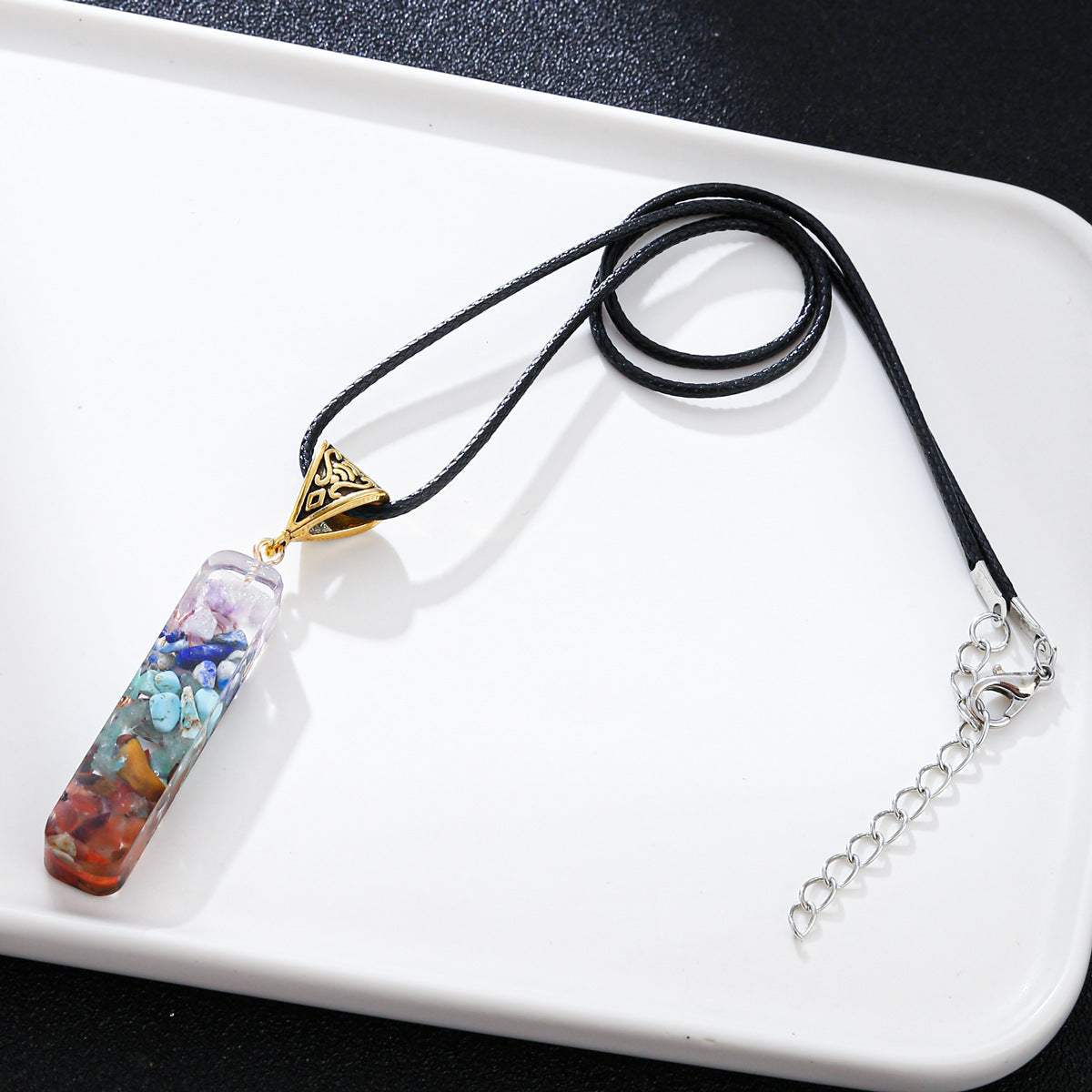 Meditation Healing 7 Chakra Natural Stone Pendant Necklace